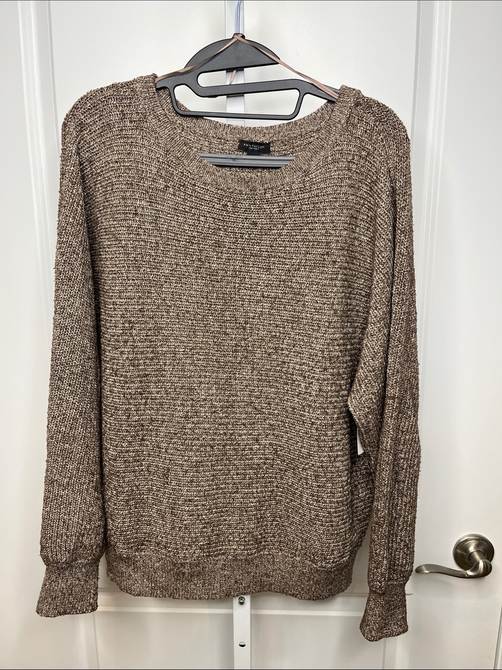 Ann Taylor Factory Brown Marled Crewneck Sweater Large